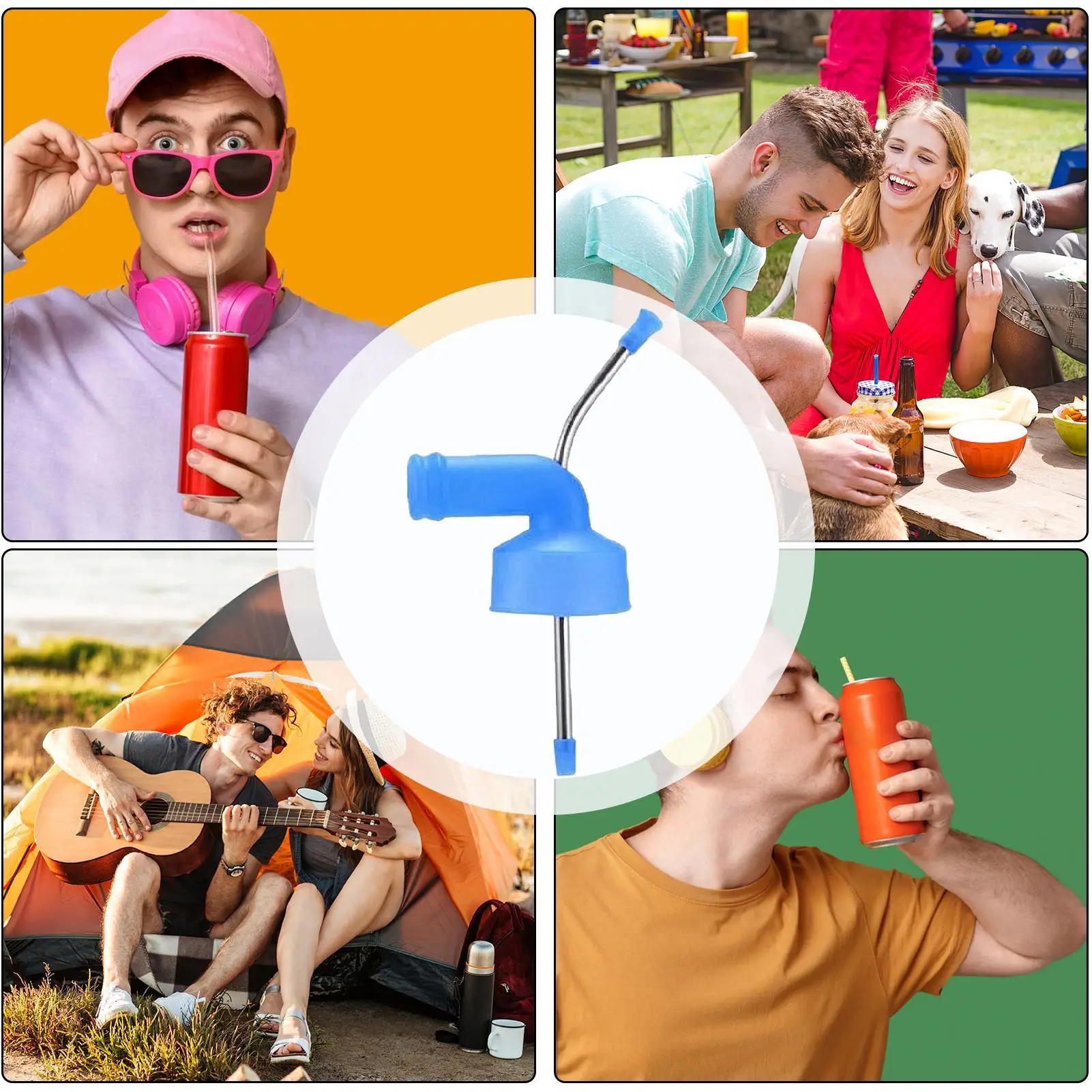 Dispositivo portátil de enfriamiento de esnórquel de cerveza con pajita para latas, dispensador de bebidas para fiestas, Club, Tailgating, fiesta universitaria, Camping
