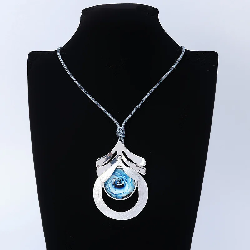 foreign trade new necklace, European and American retro personalized feather sweater chain, women's metal long necklace w
