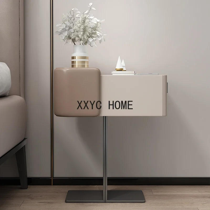

Modern Minimalist High-End Stone Plate Bedside Table Solid Wood Complete Nordic Italian Locker