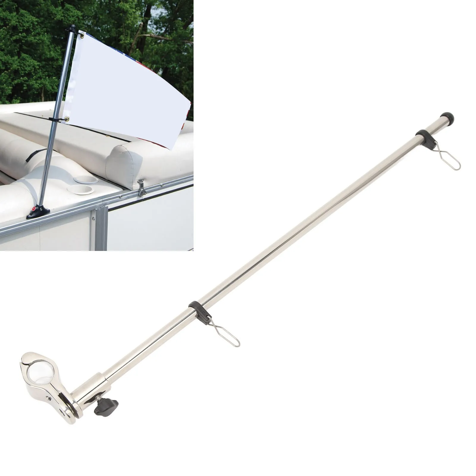 Rail Mount Flag Pole  Wear Resistant 560mm Perfect Replacement Sturdy Marine Rail Mount Flag Pole for Boat Yacht