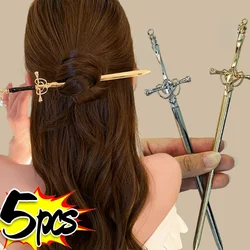 Ancient Style Metal Sword Hairpins for Women Classical Chinese Ancient Hanfu Hairpin Headwear Geometric Alloy Hair Accessories