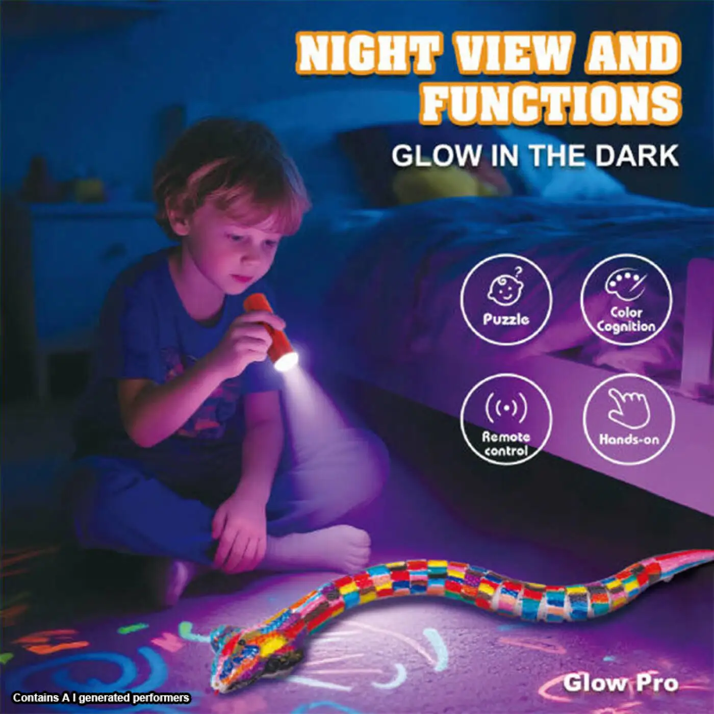DIY graffiti RC Animal Remote Control Snake Induction dual control Rattlesnake crawling simulation luminous snake Kid Novelty to