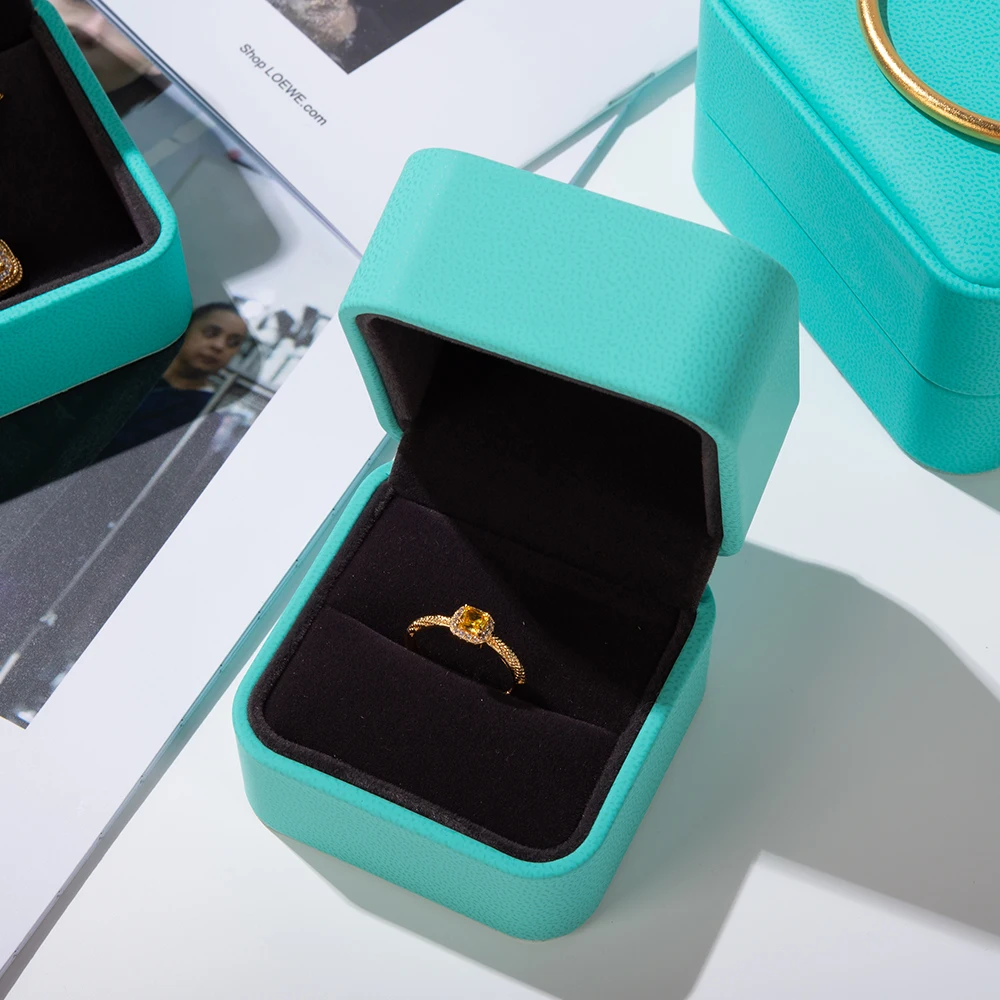 New round corner PU jewelry box ring earrings necklace storage box display jewelry jewelry high-grade leather packaging