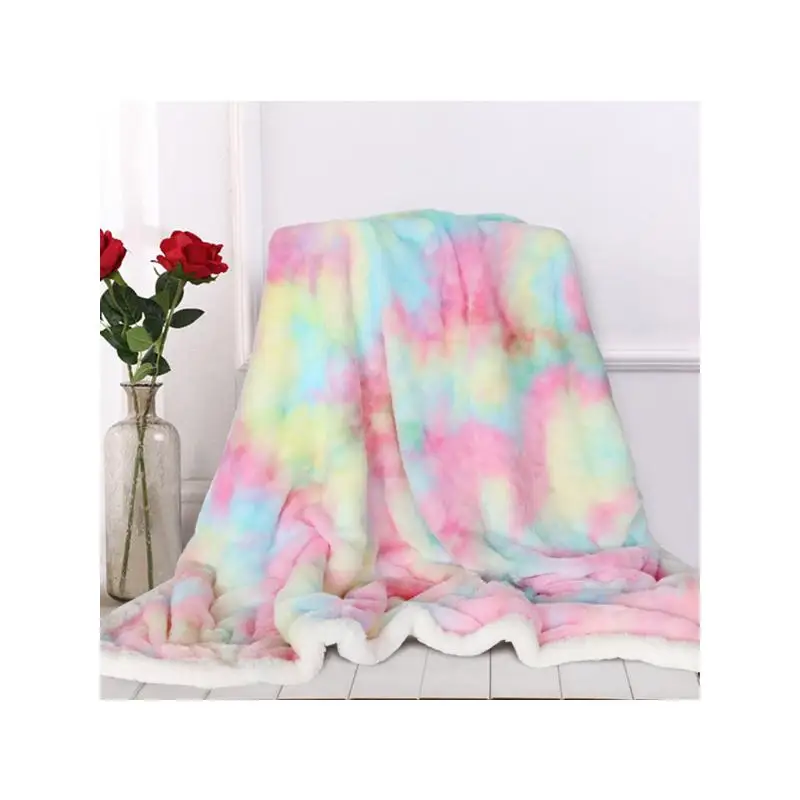 

Ультрамягкое лохматые плюшевое одеяло из искусственного меха для кровати и дивана, роскошное радужное одеяло из шерпа