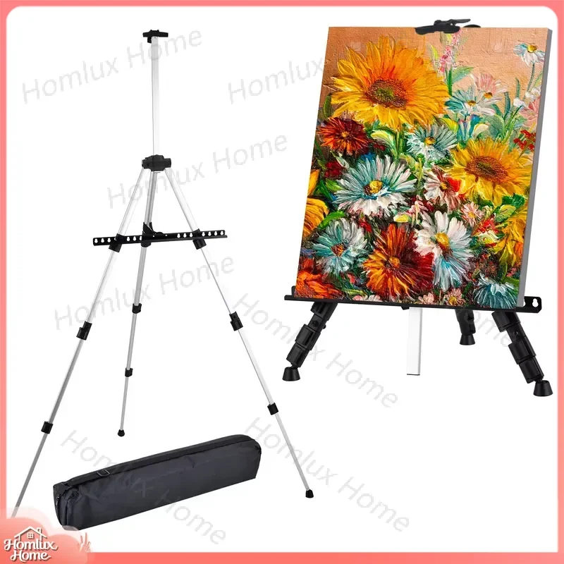 Portable Foldable Metal Easel with Telescopic Stand Adjustable Art Display Stand for Canvas Painting Photography Exhibition