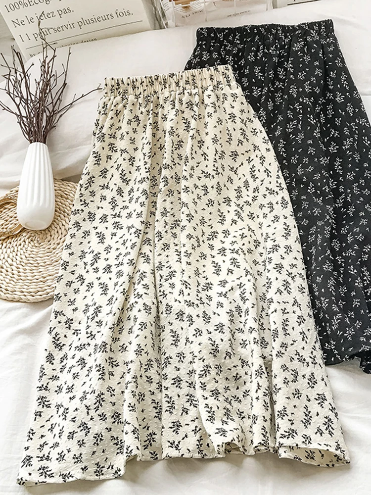 

Meadow Sle Юбка-миди с цветочным принтом, женская летняя новая легкая плиссированная юбка Maturi, модная корейская юбка трапециевидной формы с высокой талией