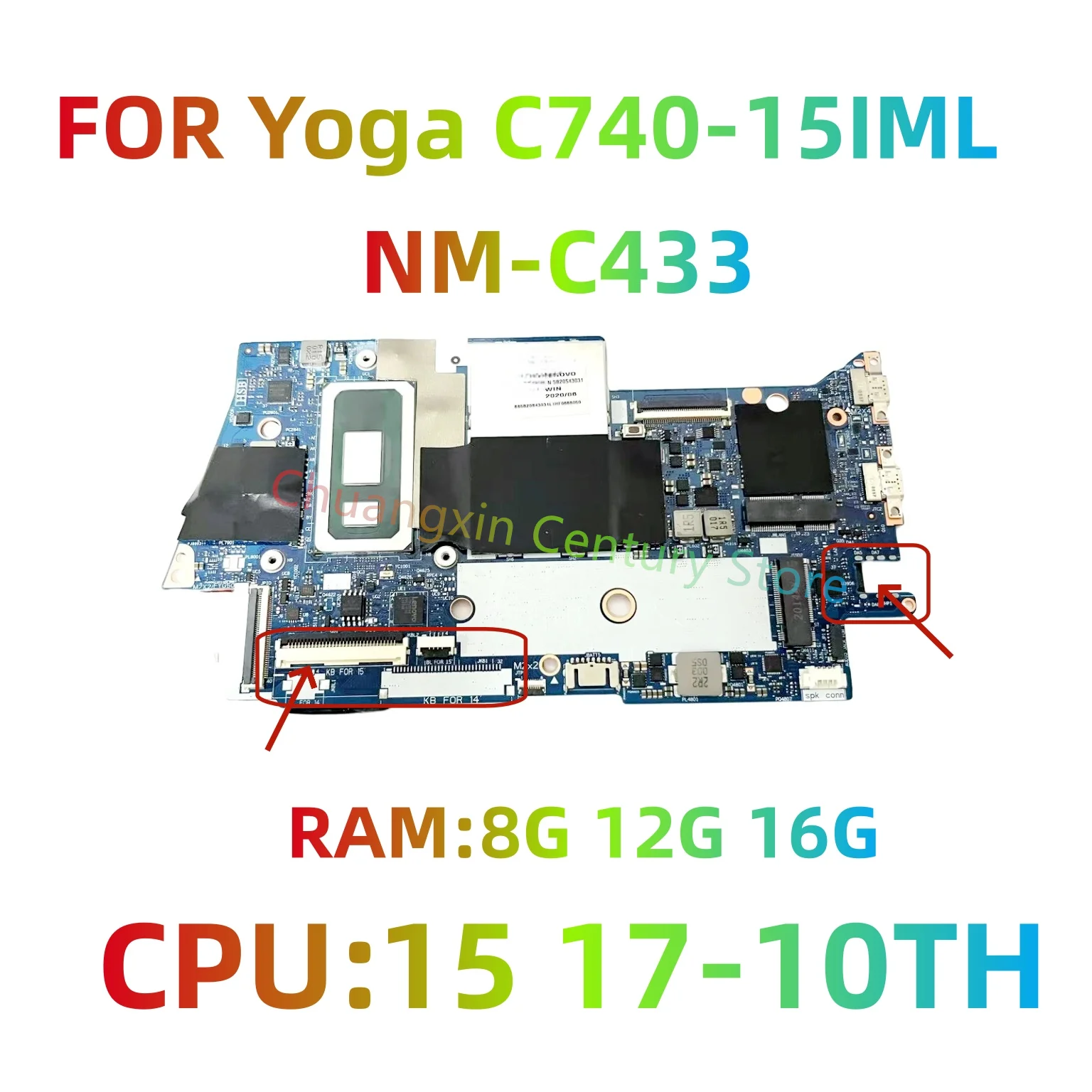 

Материнская плата NM-C431/NM-C433 для Lenovo YOGA C740-14IML/15IML FYG41 Процессор ноутбука: I5-10210U I7-10510U Оперативная память: 8 ГБ/12 ГБ/16 ГБ 100% тестирование