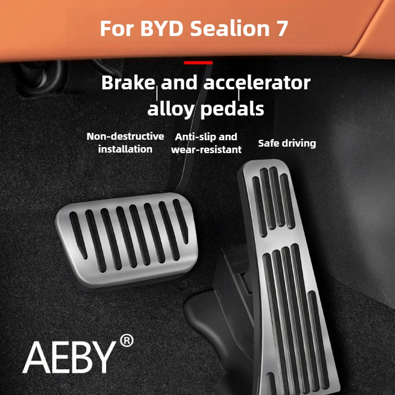 

AEBY For BYD Sealion 7 2024 Accelerator Brake Pedal Covers, Aluminum Alloy Anti-Slip Car Foot Pedals Interior Accessories