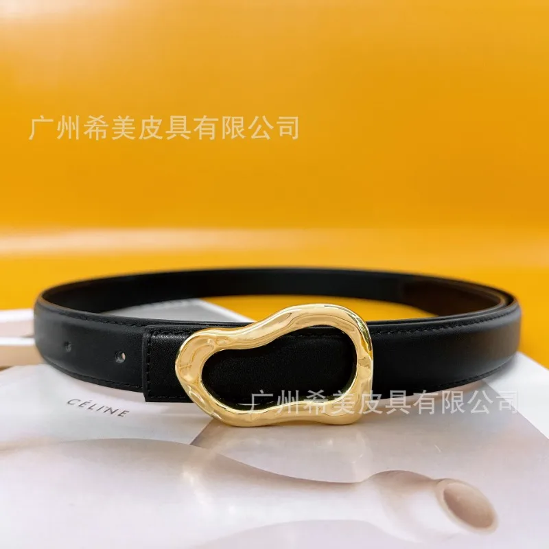 

Irregular metal buckle women's decorative thin waistband with fashionable design, perfect for matching suits and skirts