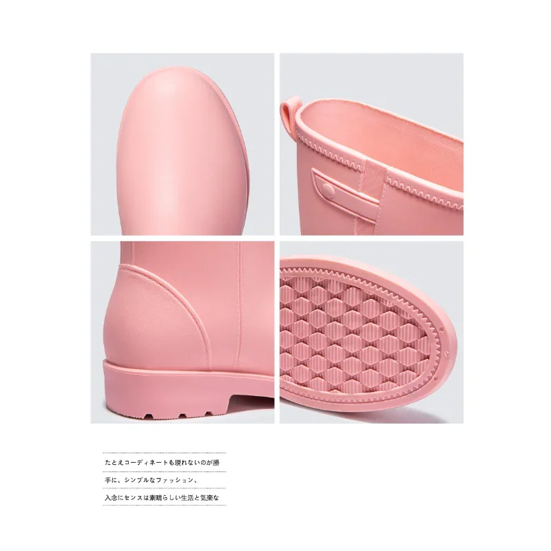 Rubberen Schoenen Vrouwen Waterdichte Antislip Buis Regenlaarzen Japan Mode Lichtgewicht Water Schoenen Katoen Toegevoegd Warme Regenlaarzen Fou...