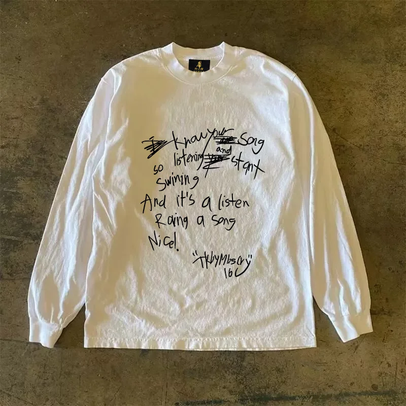 Long Sleeve Double Thread 310 Pure Cotton T-Shirt for Couples Youth Popular Printed Casual Wear Warm Cotton100% Spring Autumn