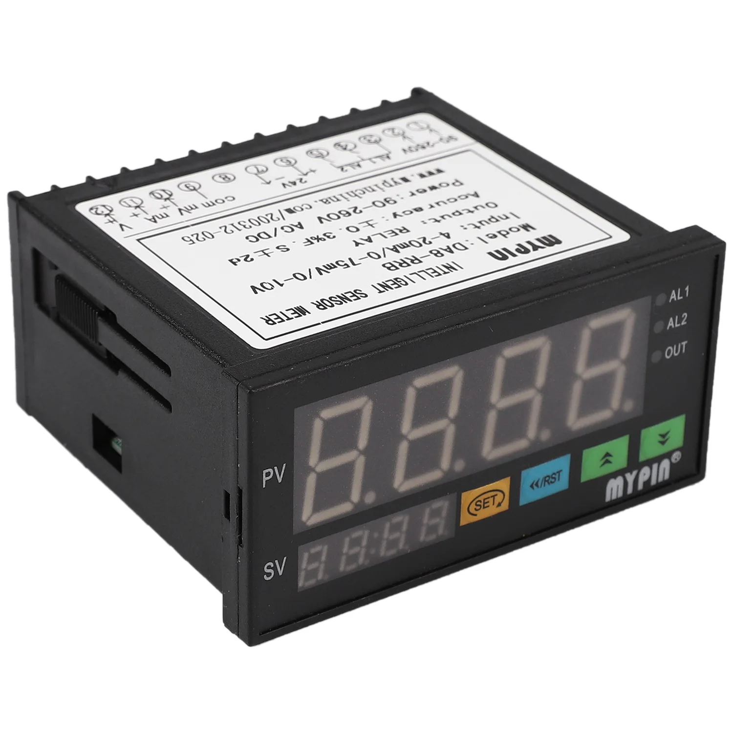 A44M mypin Digital Sensor Meter Multi-Functional Intelligent Led Display 0-75Mv/4-20Ma/0-10V 2 Relay Alarm Output Da8-Rrb