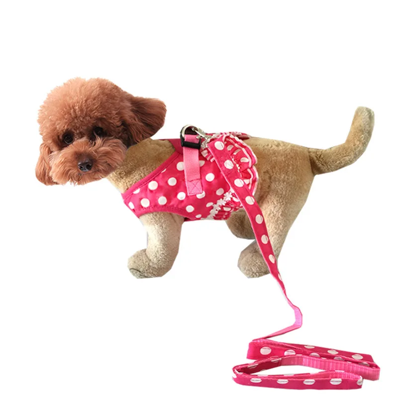 Dog Harness Dog Leash Small Dog Polka Dot Vest Leash Pet Supplies Dog Harness and Leash Set  Cat Harness  Pet Collars