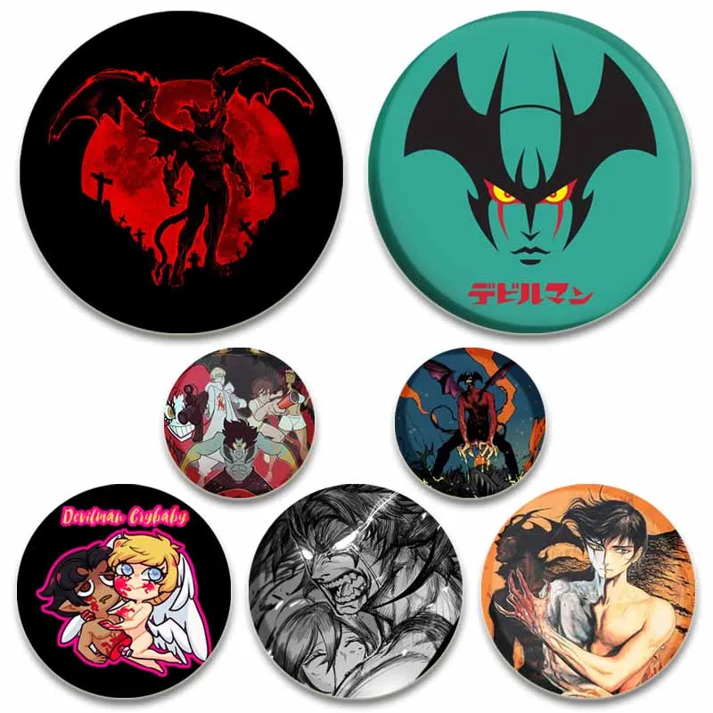 

Devilman Crybaby Tinplate Badge Animation Peripheral Brooch Soft Button Lapel Pins Bag Clothes Decoration Jewelry Accessories