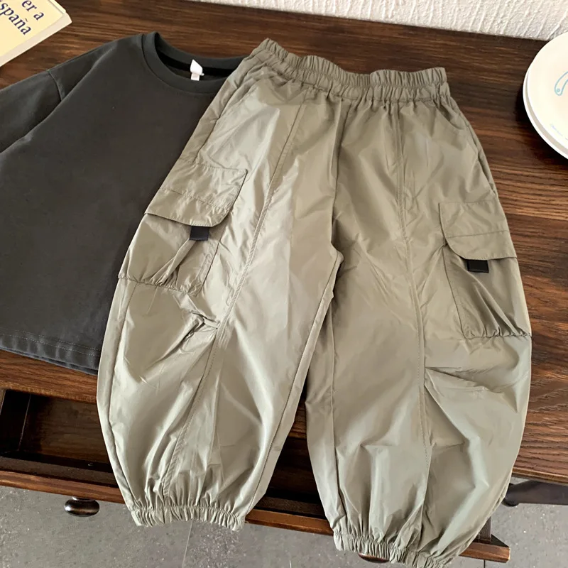 Boys Pant 2026 Autumn Spring Korean Style Casual Fashion Versatile Well Designed Workwear Khaki Solid Color Pants