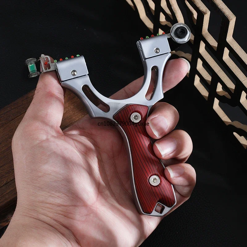 Stainless Steel Slingsshot Quick Press Installation Rubber Band Wooden Grip Outdoor Hunting Shooting Hunting Acessories