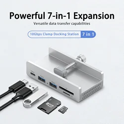 Eswirepro Clip-type USB 3.0 HUB Aluminum External Multi 4 Ports USB Splitter Adapter for Desktop Laptop Computer Accessories