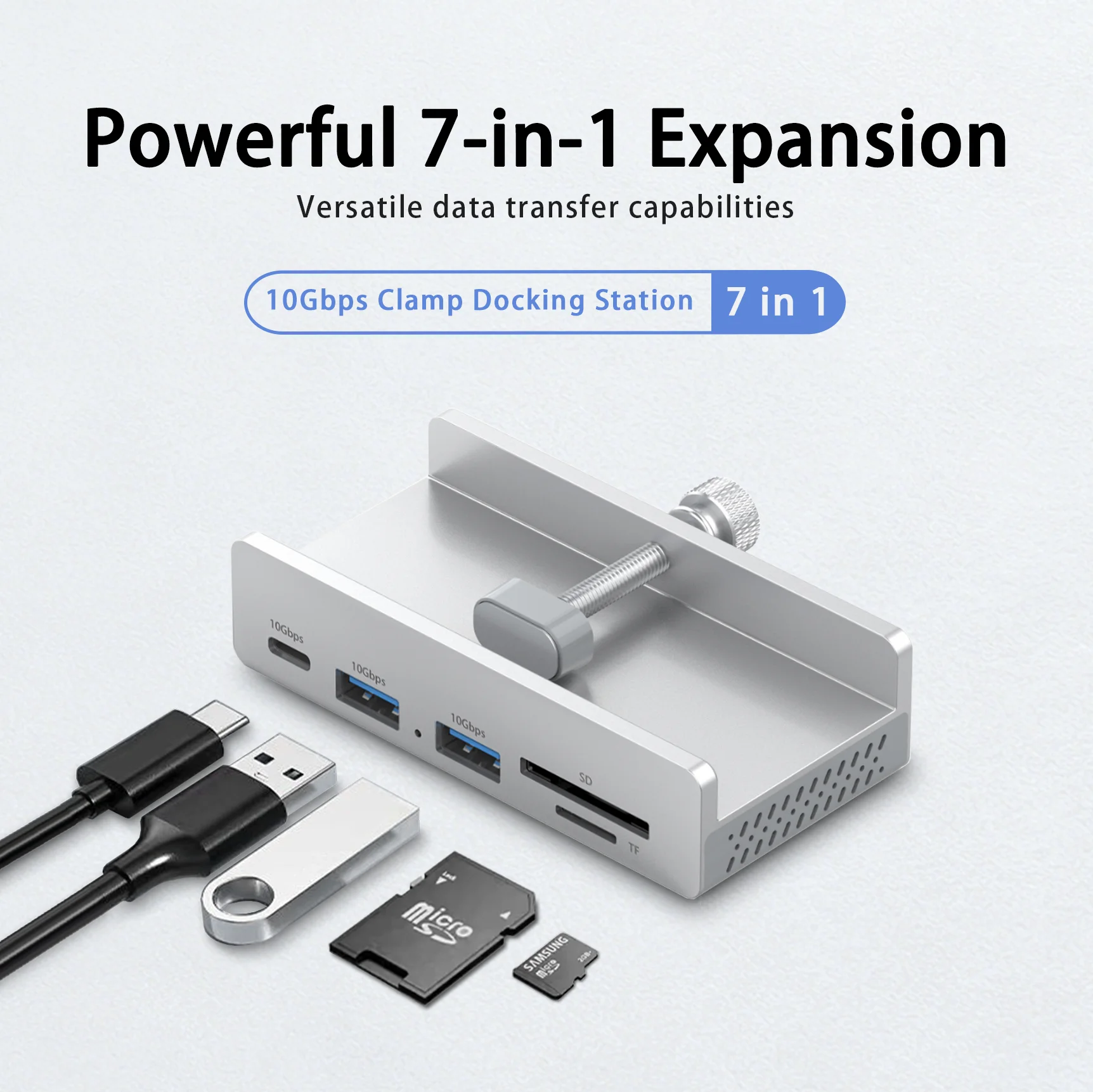 Eswirepro Clip-type USB 3.0 HUB Aluminum External Multi 4 Ports USB Splitter Adapter for Desktop Laptop Computer Accessories