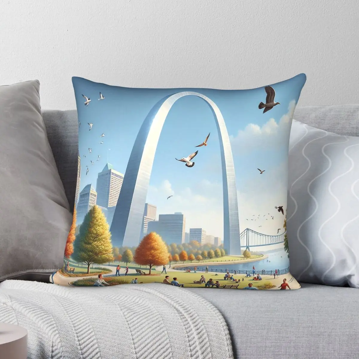 Gateway Arch National Park Pillowcase Polyester Linen Velvet Pattern Zip Decor Throw Pillow Case Home Cushion Case