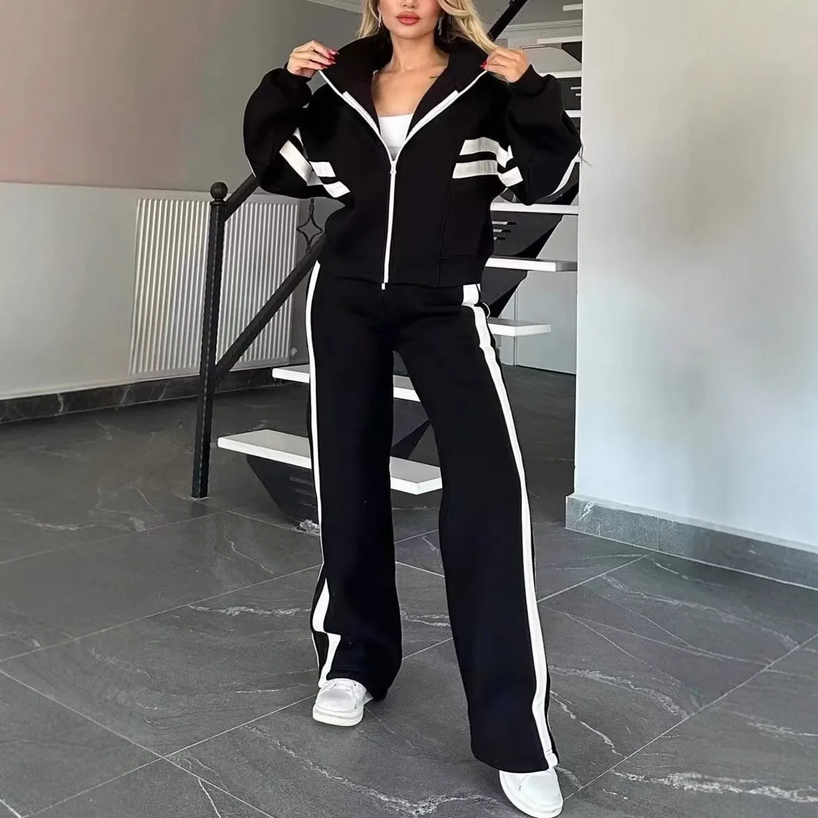 

Elegant Women's Sets 2025 Woman 2 Piece Sets Trouser Suits Fashion 2pcs Outfits Long Sleeve Top And Pants Suits Oversize