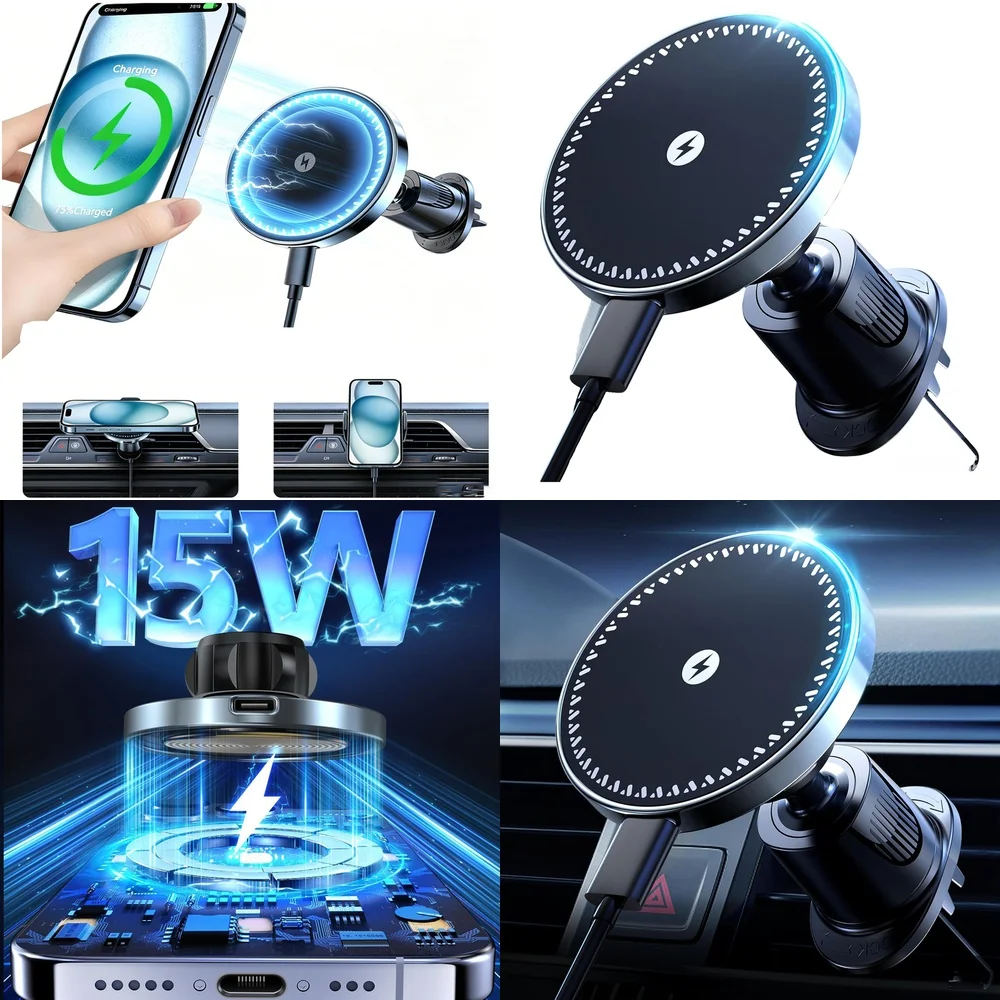 Hot Trend 2026 Consumer Electronics Products Wireless Charger Adapters Magnetic Air Vent Car Phone Holder Mobile Phone Holder