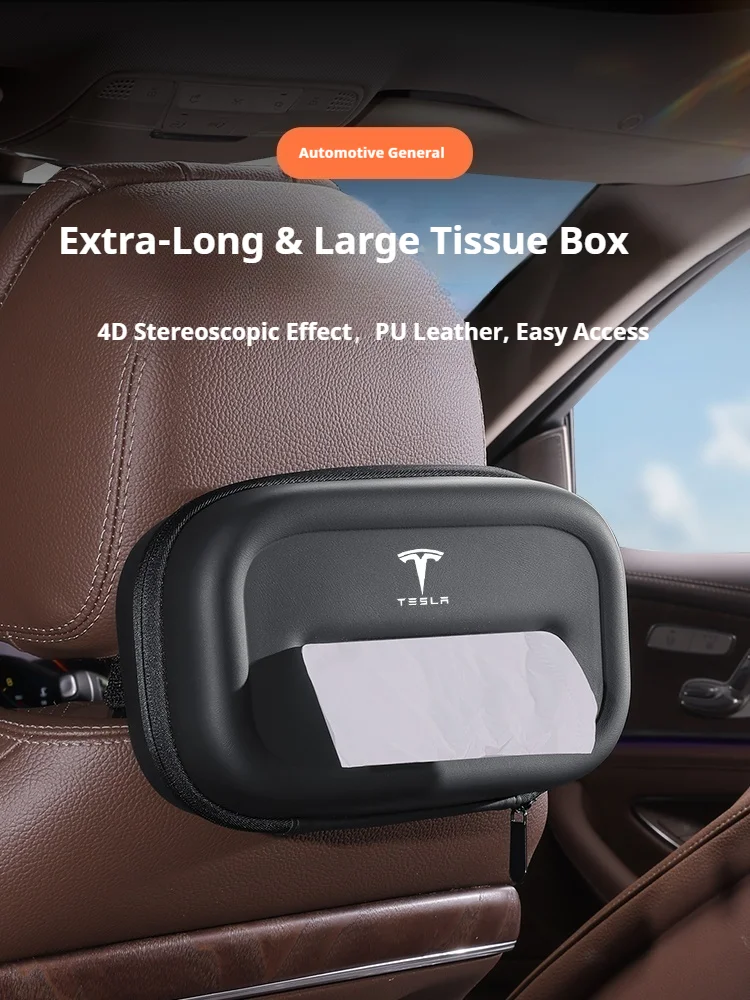 

Car 3D stereoscopic Extra-Long & Large tissue box For Tesla Model 3 Model Y Model X Model S Auto Interior Accessories
