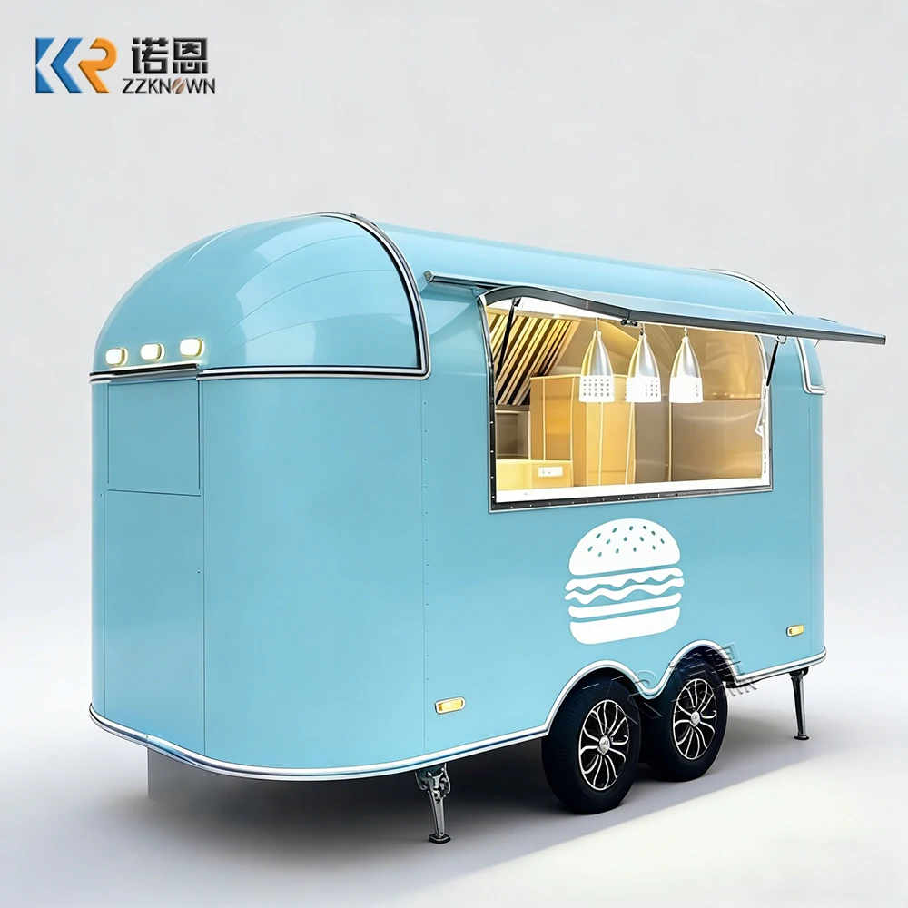 

Portable Mobile Food Cart with Sink And Service Window for Coffee Snack Burger Vending - Concession Trailer