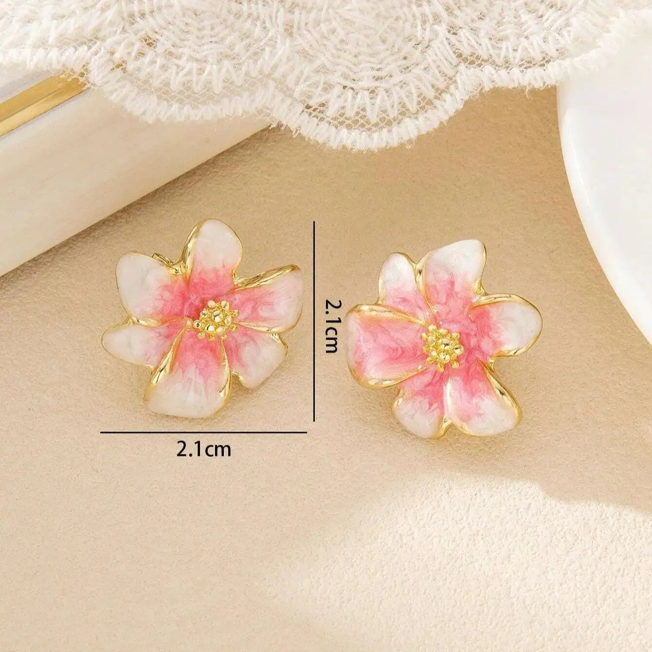 Fashion Jewelry Sweet Design Spring/Summer Blue Pink Enamel Flower High End Earrings Party Gifts for Women image 6