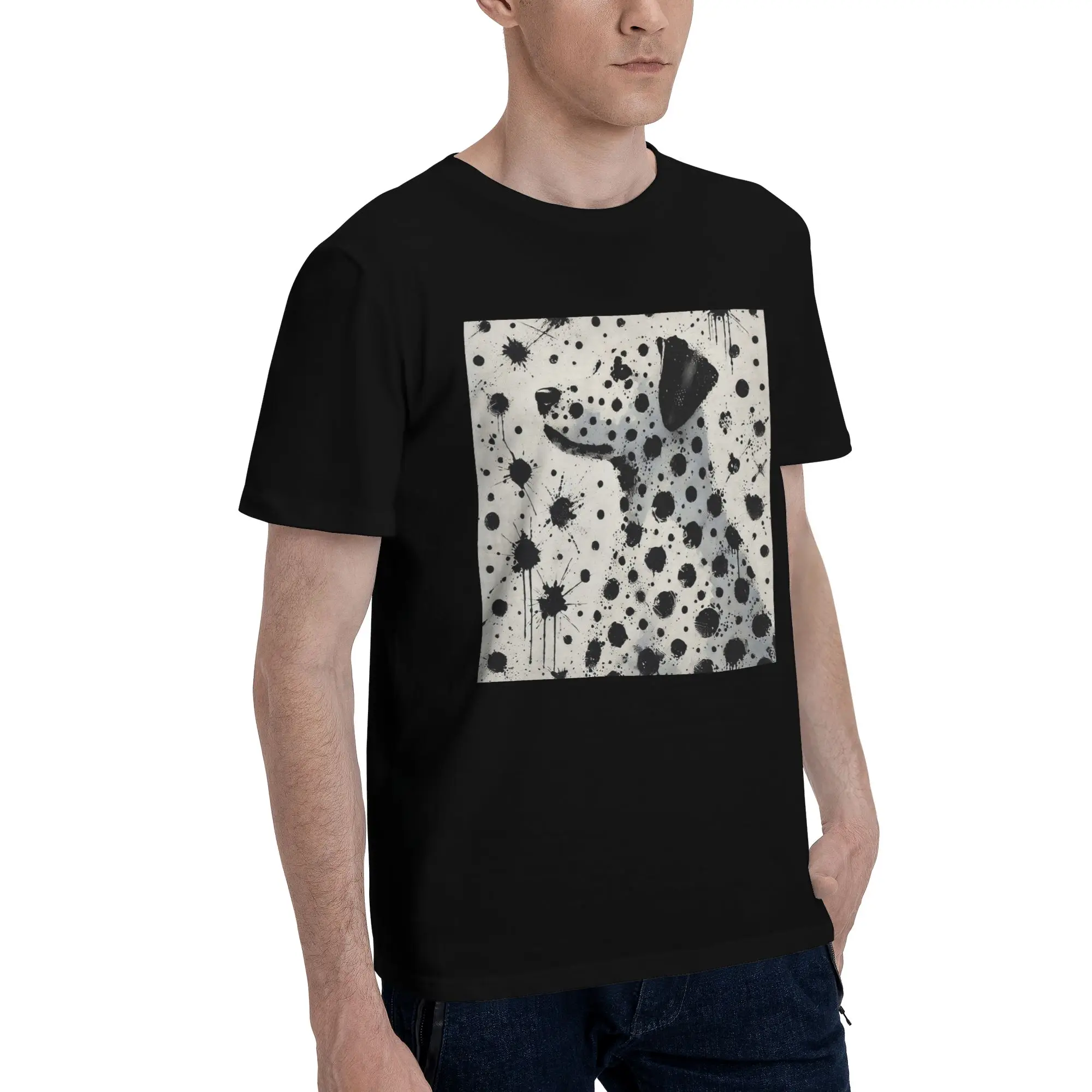 

Мужская футболка Dalmatian Dreamscape A Splash of Spots, большие футболки, мужские хлопковые футболки с круглым вырезом, короткие летние мужские футболки