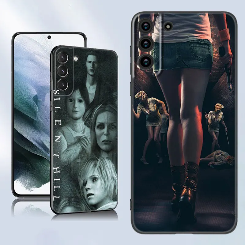 Horror Game Silent Hill Black Silicone Phone Case For Samsung Galaxy S23 S21 S20 FE S24 S22 Ultra S10E S10 S9 S8 Plus