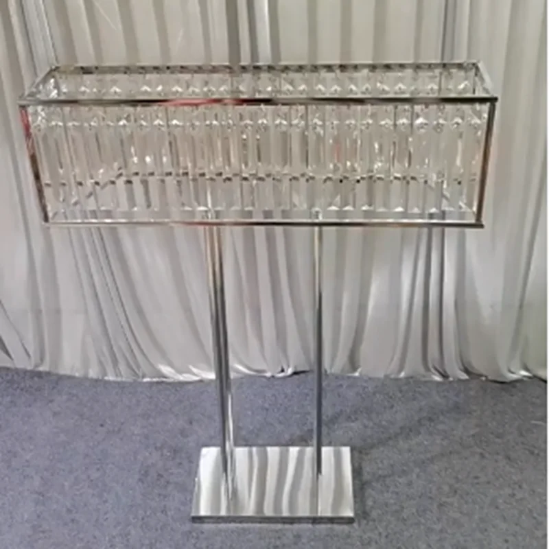 Acrylic Flower Rack for Wedding Center Main Table Decoration Road Lead Electroplated Gold Rectangular Shape Party Event 2Pcs