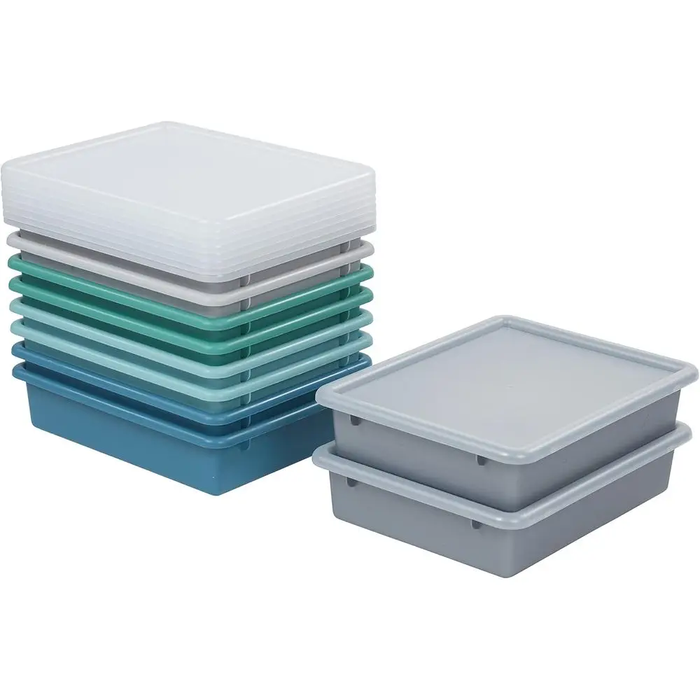 

Letter Size Plastic Tray Organizer with Lids, Small, Storage Bins, Contemporary, 10-Piece