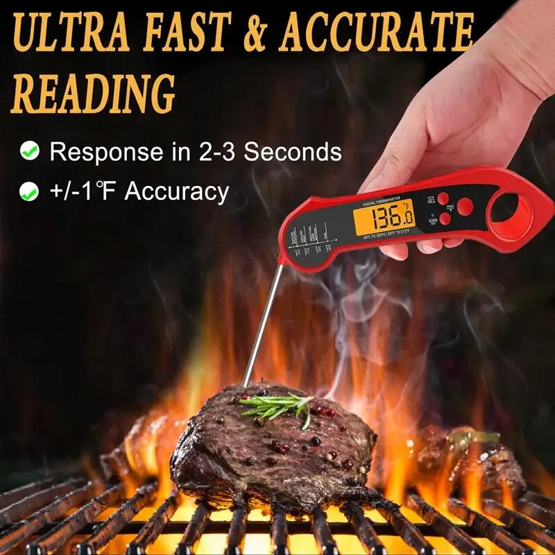 IP7 Double Probe Foldable Digital Thermometer With Probe For Cooking BBQ Barbecue Meat Culinary Grill Food Kitchen Tools Gadgets