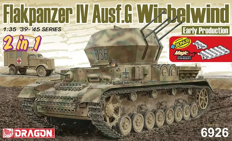 

DRAGON 6926 1/35 WWII German Flakpanzer IV Ausf.G Wirbelwind Early Production Model Kit