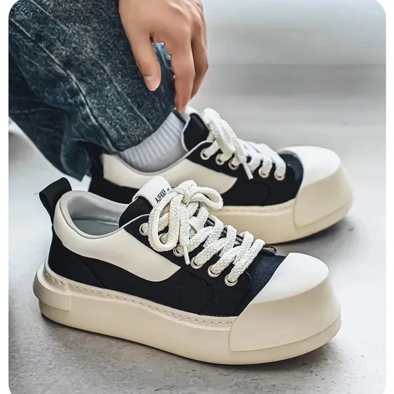 

Men's Low Top Canvas Sneakers Summer Trendy Casual Flat Bottom Board Shoes Breathable round Toe Rubber Sole Adult Sports Shoes