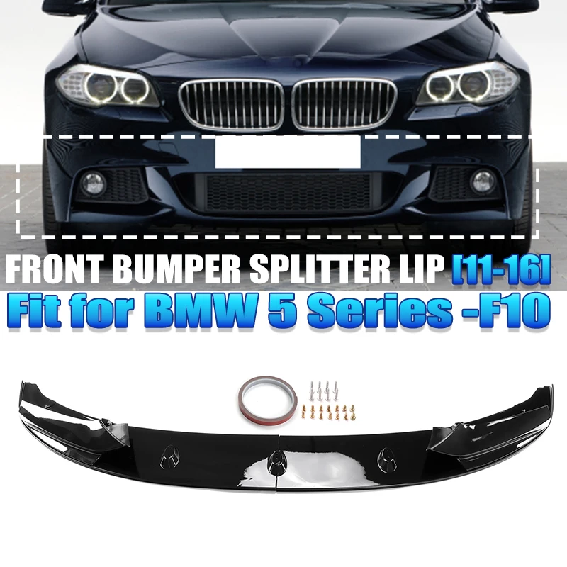 

Rhyming Car Front Bumper Spoiler Lip Chin Splitter Glossy Black/Carbon Fibre Fit For BMW 5 Series F10 2011 - 2016 M Sport