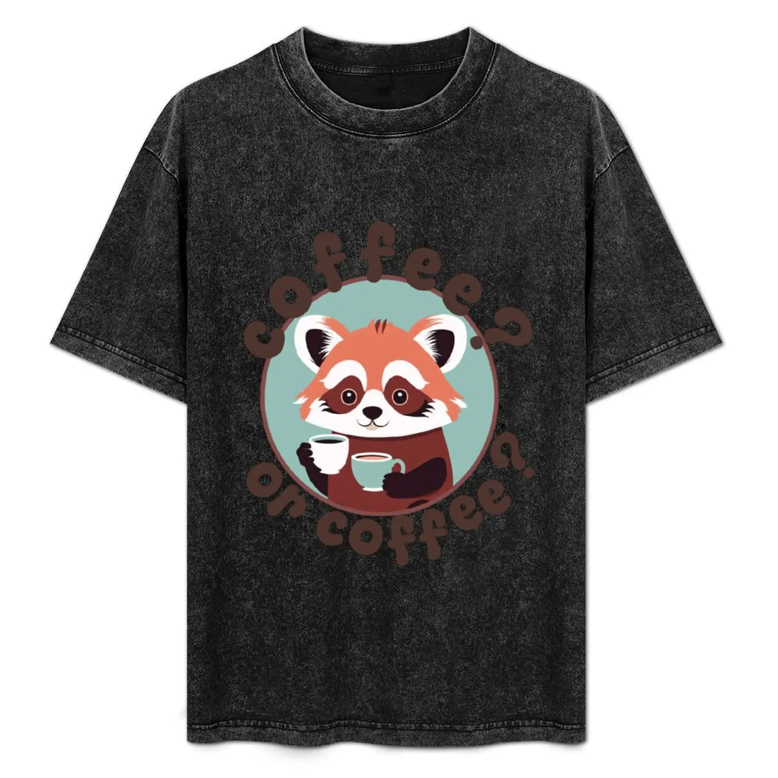 Red panda with two cups of coffee T-Shirt sports fans Blouse essential t shirt mens fashion