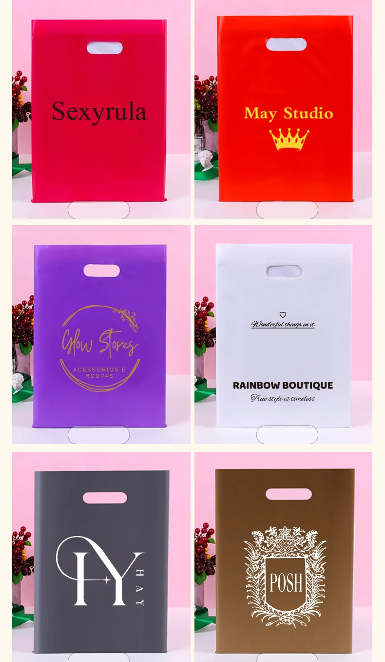 50 Stück Damen-Boutique-Einkaufstaschen Einzelhandelsverpackungstaschen für Kleinunternehmen Markenverpackung Anpassbar mit Logo – Detail 4
