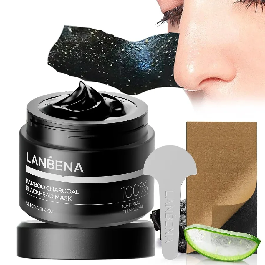

Upgraded 2.0 Bamboo Charcoal Black Remover Mask 60 pcs Nose Strips Peel off Face Mask Pore Whites Cleanser Strawberry Nose Puri
