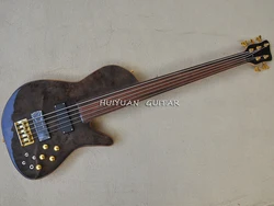 4 Strings Neck Thru Body Ash Electric Bass Guitar with Rosewood Fretboard,Fretless,Customizable