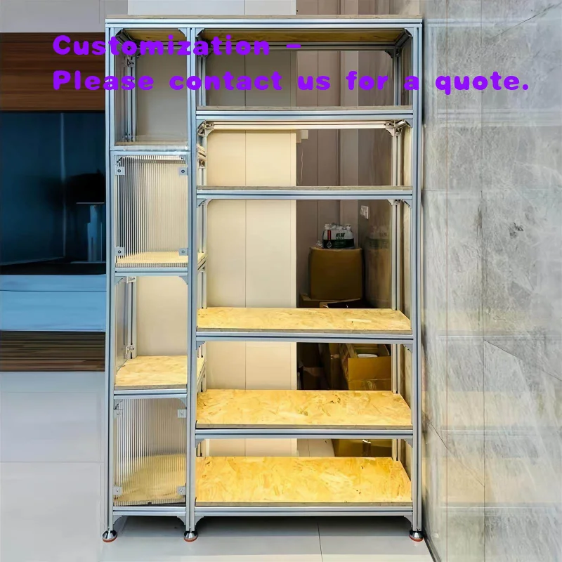 custom.Simple Style Storage Rack & Bookcase Display Shelf with Storage Display Living Room Office Aluminum Home Fur