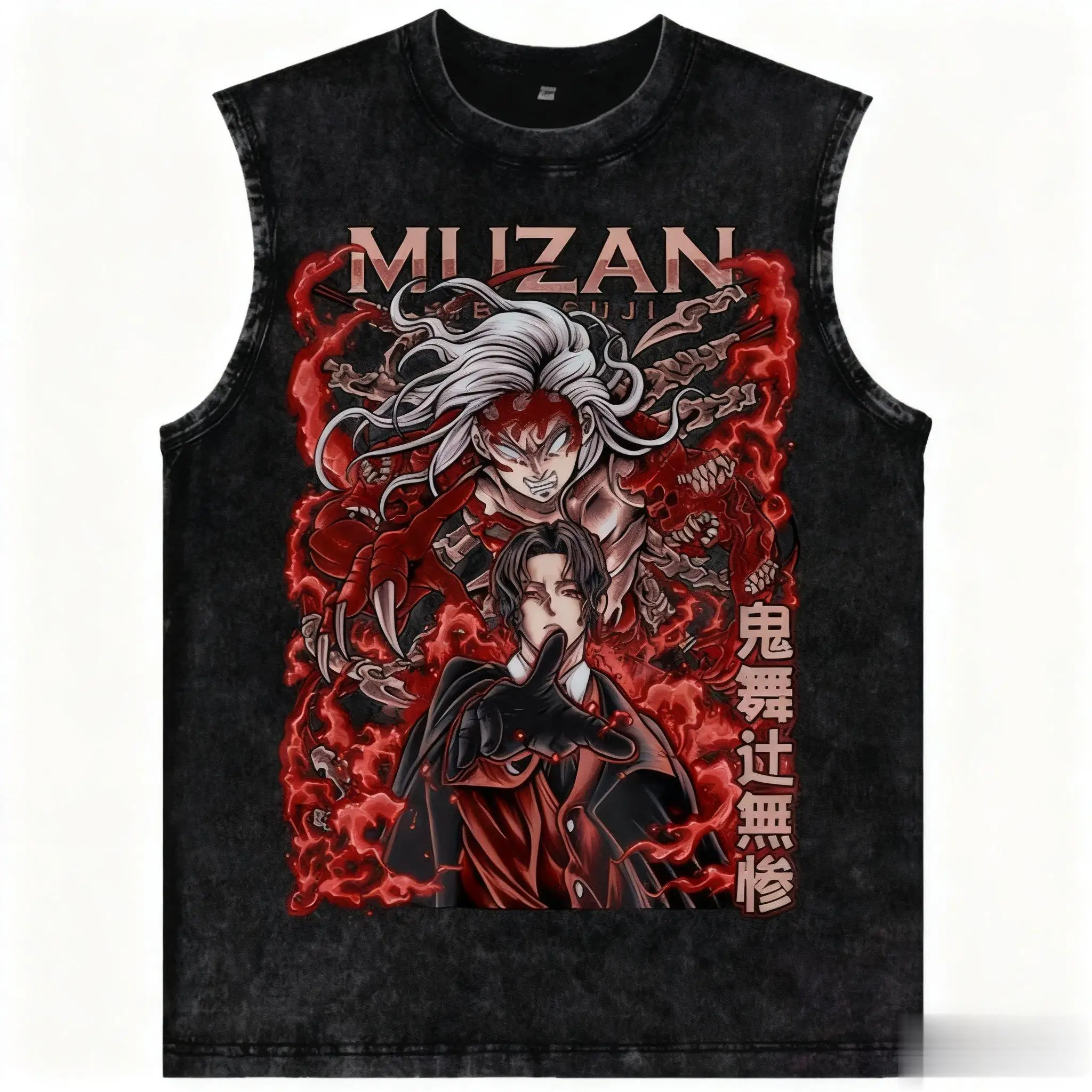 2025 harajuku demon slayer anime ginásio colete das mulheres dos homens oversized vintage lavado sem mangas tshirt impressão gráfica regata streetwear