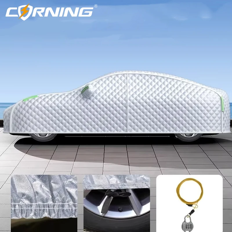 Outdoor Waterproof Car Tent Snow Cover Portable Garage Thick Cotton Car Protection Shield Full Vehicle Cover Snowproof