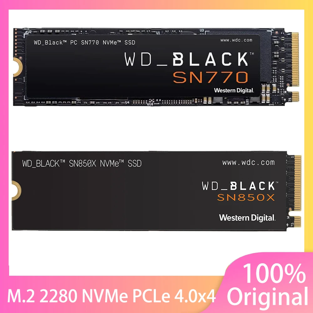 WD SN850X SN770  Internal SSD 1TB 500GB 2TB SSD NVMe M.2 2280 PCIe 4.0 X4 SSD Drive Solid State Disk for PC PS5 Desktop