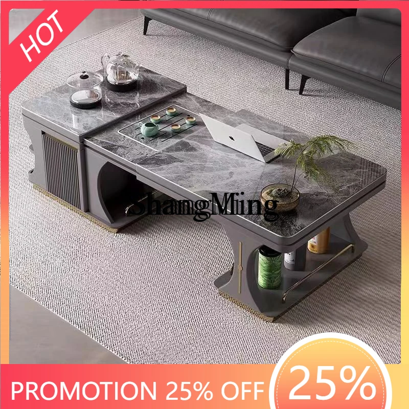 

ZYY Rock Slab High-end Coffee Table TV cabinet combination household retractable simple tea table