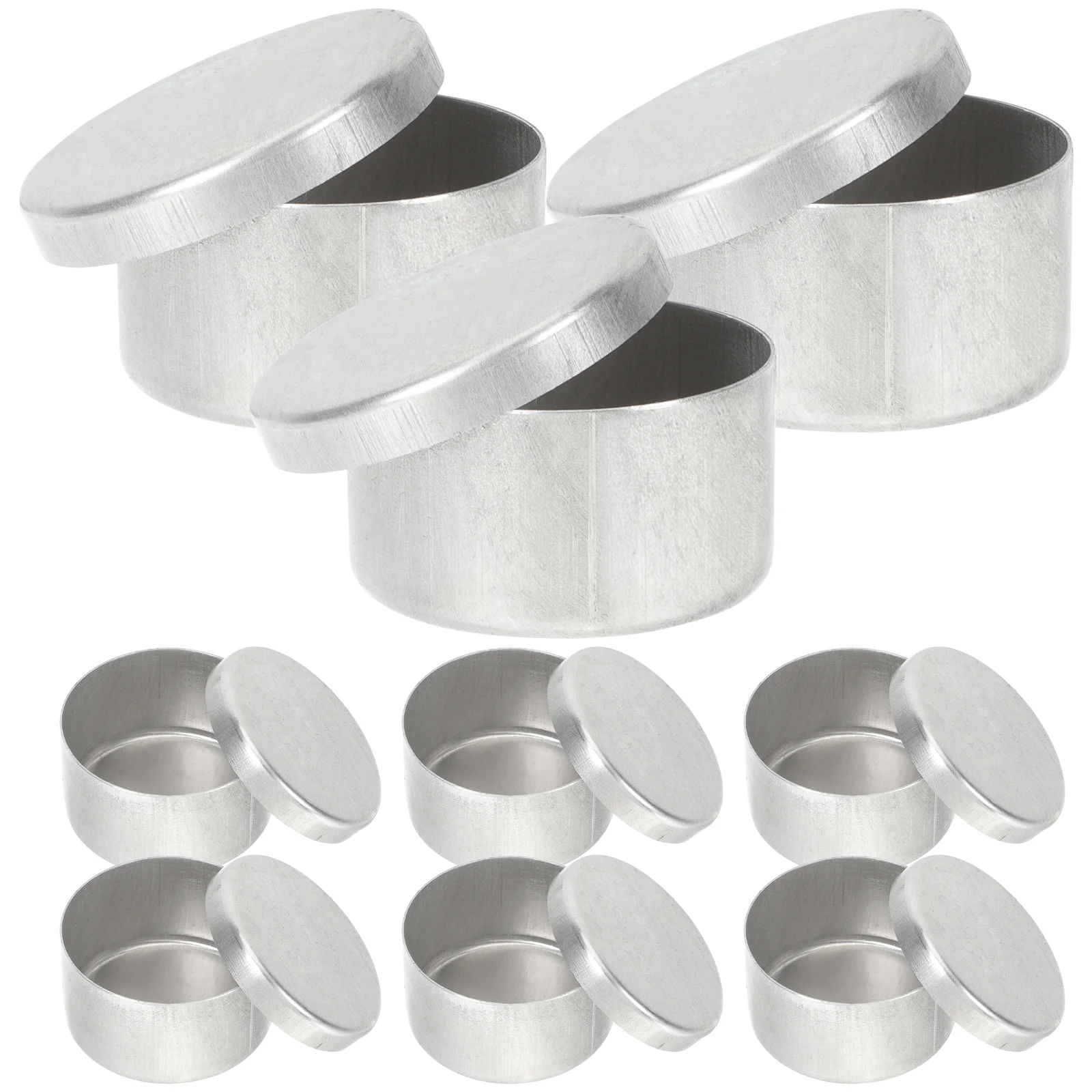 

9 Pcs Dispensers Soil Sampling Box Food Containers with Lids Sample Jars Tins Silver Aluminum Weighing Holders Round