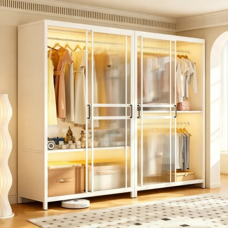 Steel Steel Wardrobe Sliding Doors Rental Room Small Apartment Bedroom Easy Assembly New Model Open Wardrobe Frame Storage Furniture - Aliexpress Deal