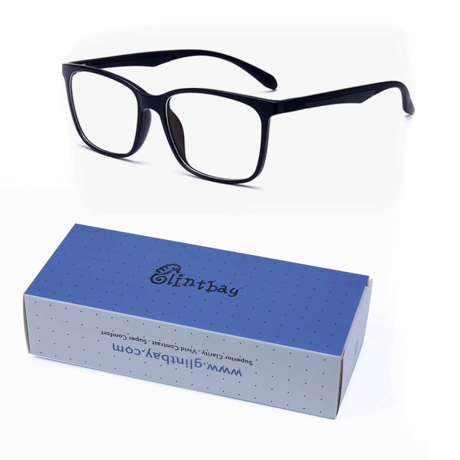 Glintbay Lightweight Eyeglasses Blue Light Blocking Glasses Rectangular Frame Filter Blue Ray Computer Game Glasses