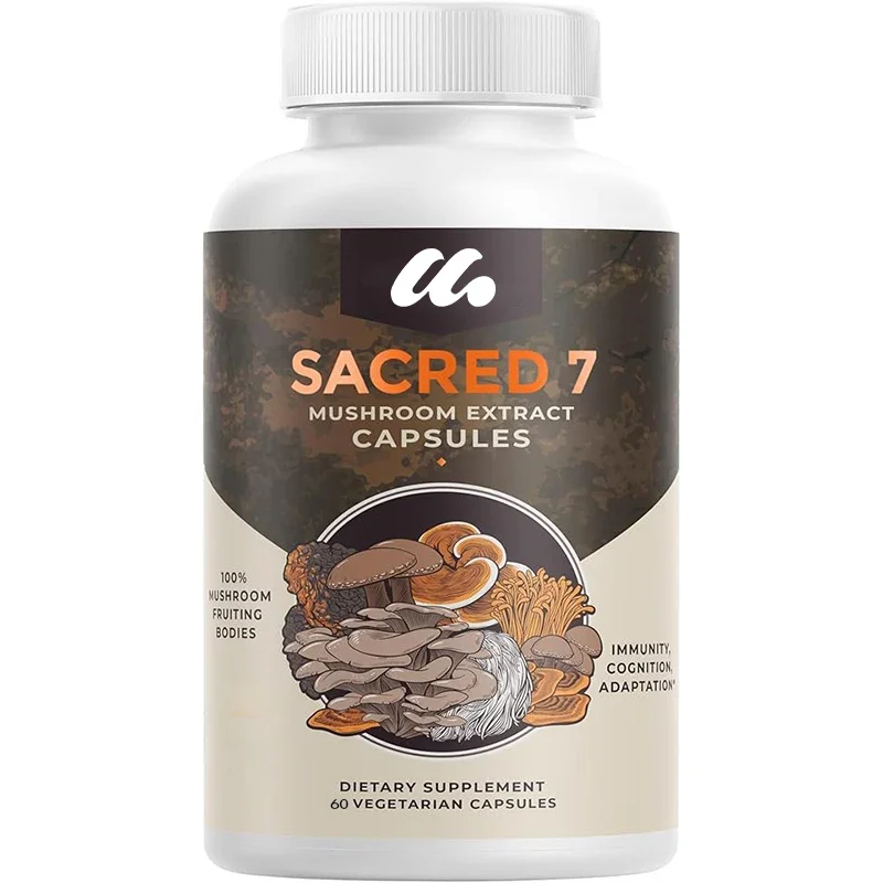 Sacred 7 Mushroom Extract Capsules - Lion’s Mane, Cordyceps, Reishi, Turkey Tail, Chaga, Maitake, and Shiitake