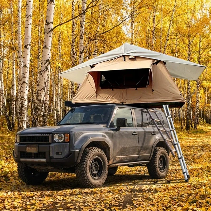 Rooftop Tent Pop Up Hard Shell for Pickup Truck, Thickened Side Awning with Poles, Overland Vehicle Camper Shell